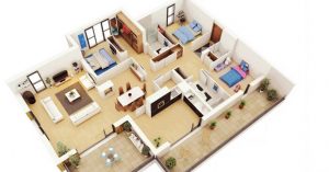 denah apartemen minimalis 1 kamar