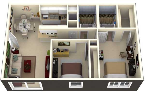 interior desain apartemen 2 kamar