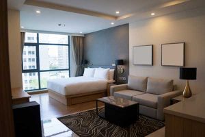interior terbuka untuk ruangan apartemen
