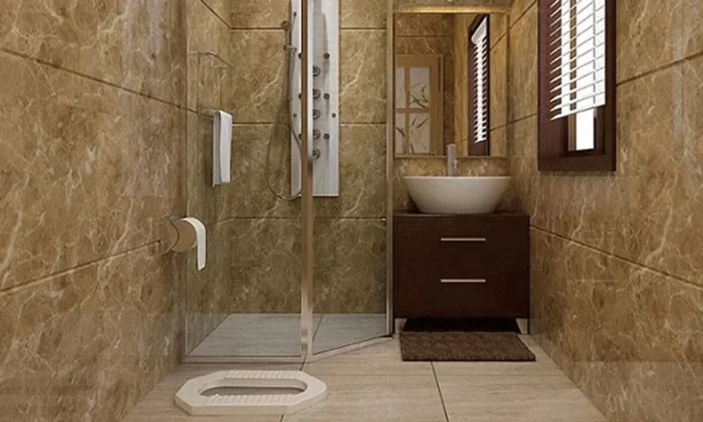 desain kamar mandi minimalis kloset jongkok shower