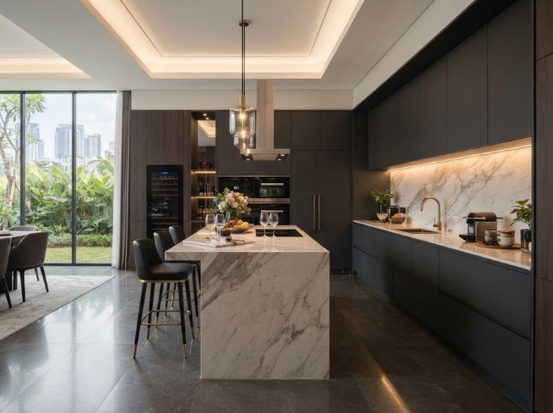 Interior Dapur Minimalis Mewah Pakuwon City Surabaya