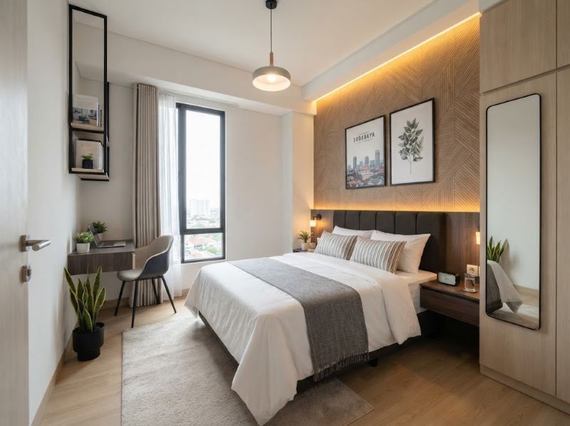 Interior Kamar Minimalis Modern Apartemen Gunawangsa Surabaya