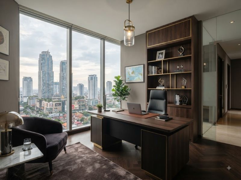 Interior Kantor Elegan Apartemen Pakuwon Surabaya