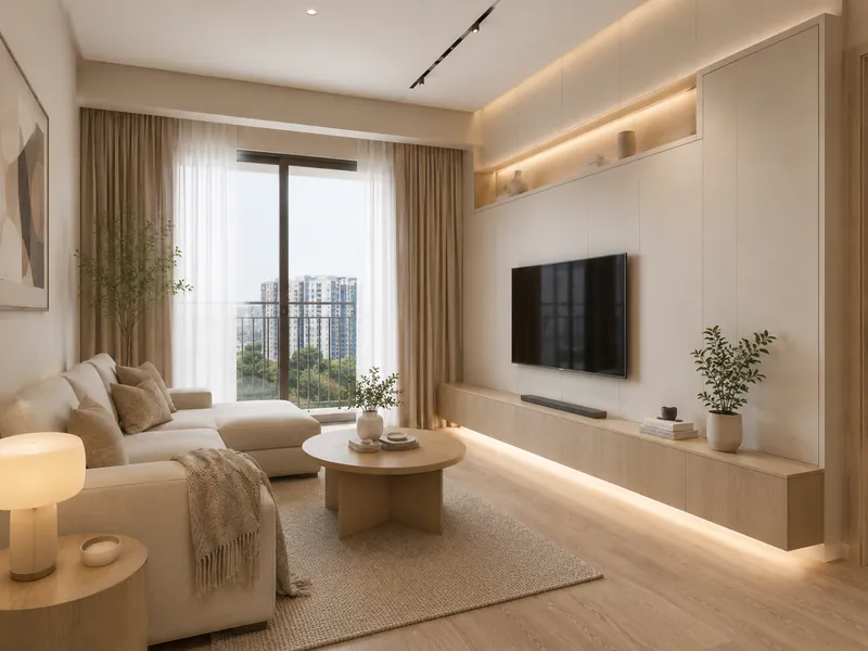 Custom Interior Ruang Tamu Modern Apartemen Trans Icon Surabaya