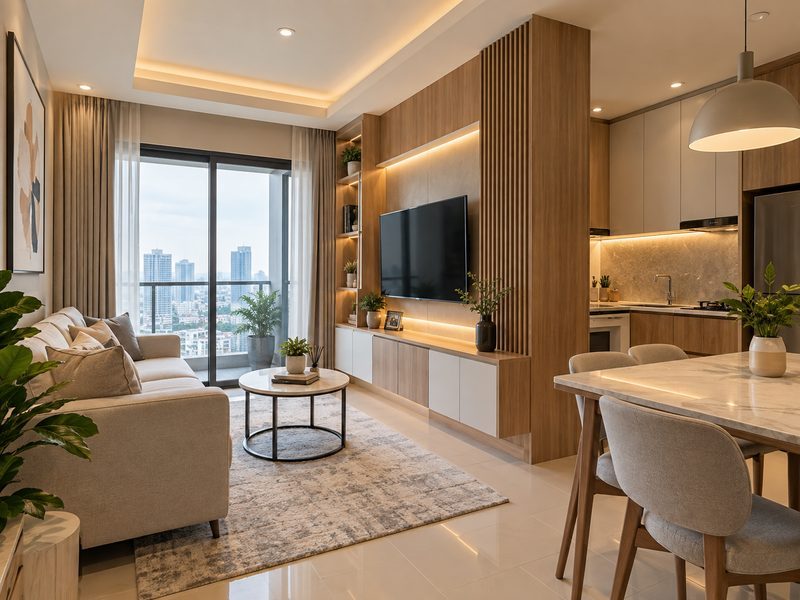 Interior Custom Ekonomis Surabaya Pusat dengan kabinet sesuai ukuran ruang