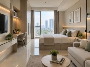 Interior Custom Profesional Apartemen Pakuwon Surabaya untuk unit sewa yang rapi
