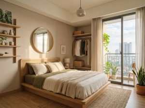 Interior Kamar Japandi Apartemen Gunawangsa Surabaya