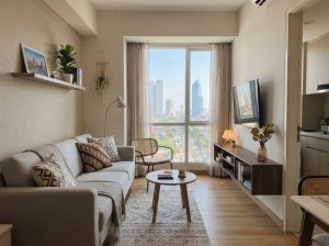 Interior Ruang Tamu Hemat Apartemen Anderson Surabaya