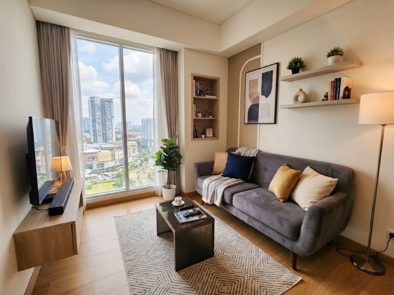 Interior Ruang Tamu Hemat Apartemen Anderson Surabaya