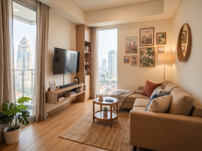 Interior Ruang Tamu Hemat Apartemen Anderson Surabaya Nyaman