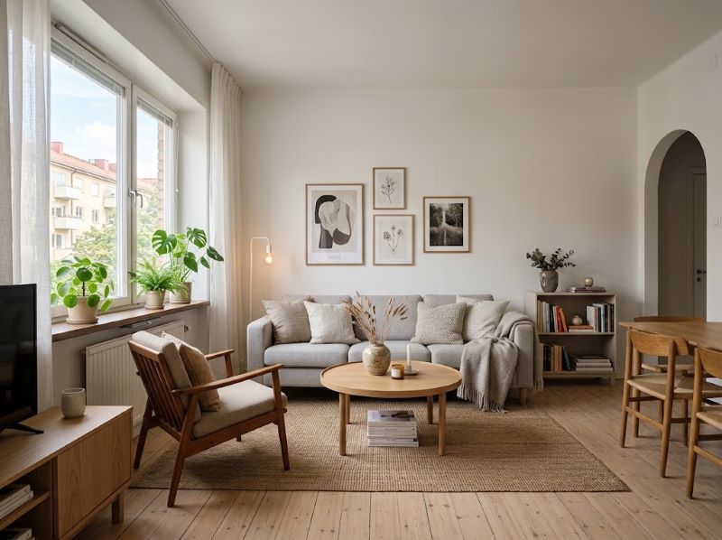 Interior Ruang Tamu Scandinavian Apartemen