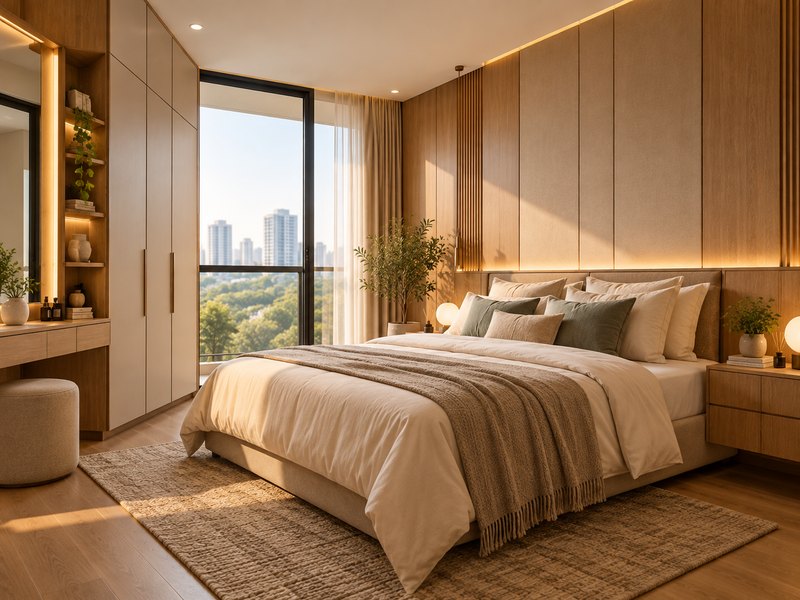 biaya interior apartemen gresik premium pada kamar tidur modern