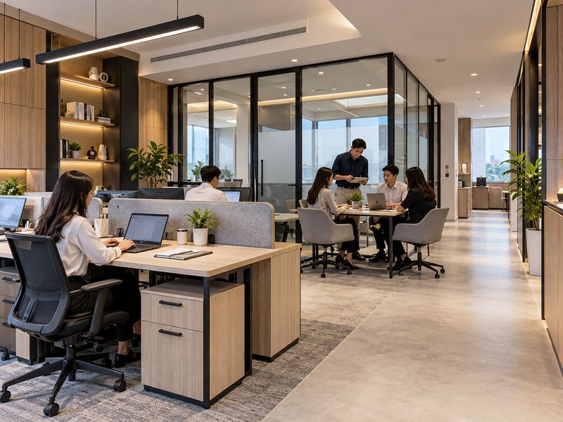 Custom Interior Kantor Minimalis Surabaya dengan area kolaborasi