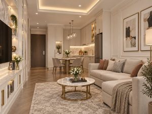 interior apartemen klasik dengan kitchen set