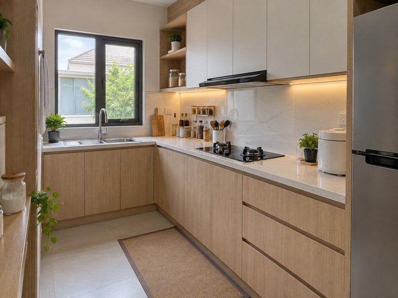 interior dapur terjangkau Wiyung Surabaya