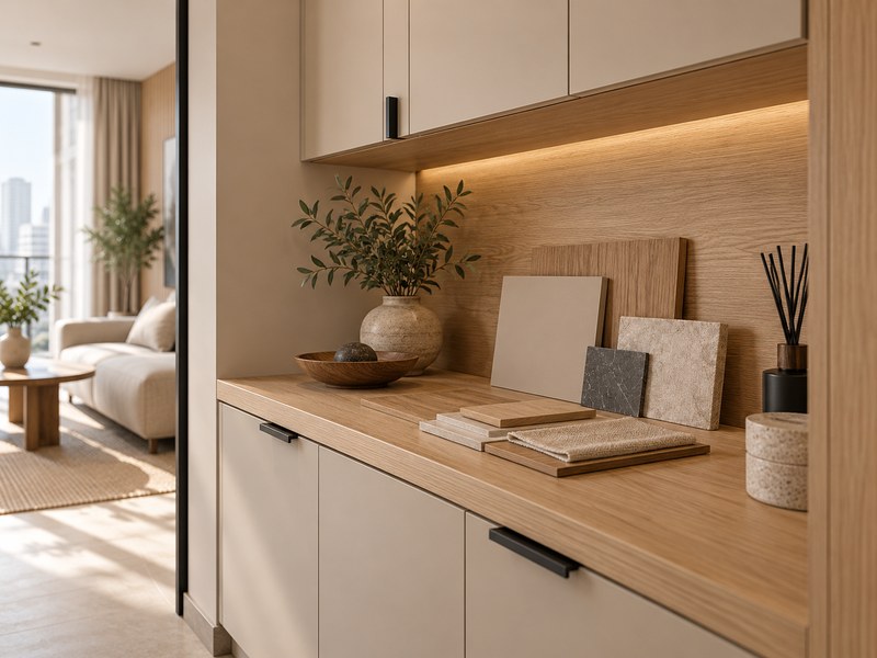 Material Japandi apartemen Anderson Surabaya