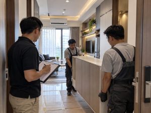 Proses pemasangan kabinet Interior Custom Cepat Surabaya Timur