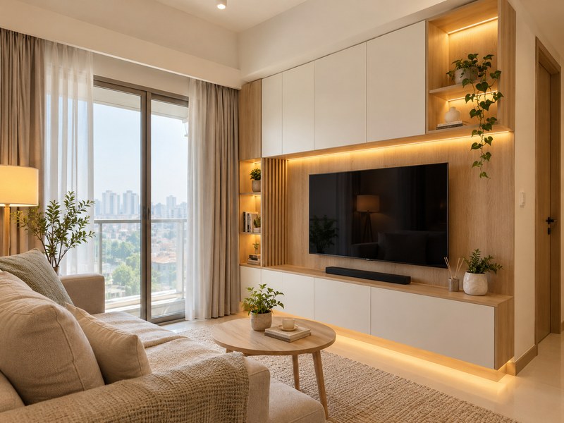 furniture custom ruang tamu Apartemen Puncak