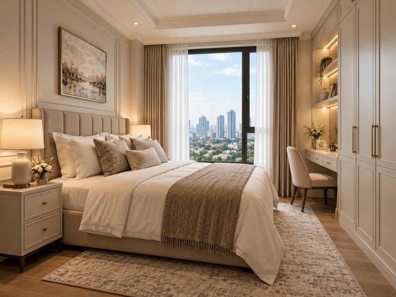 interior kamar american style apartemen pakuwon surabaya