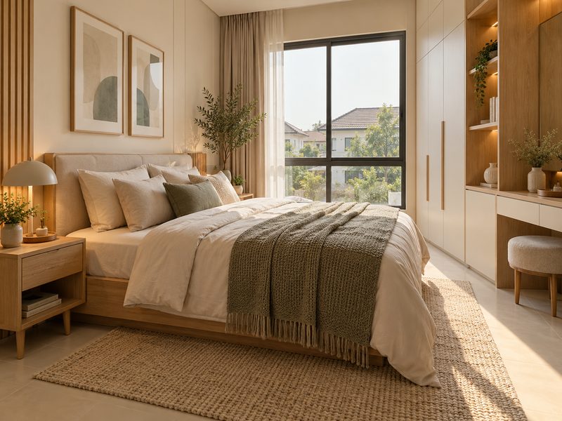 kamar Scandinavian Surabaya dengan desain ringan dan nyaman
